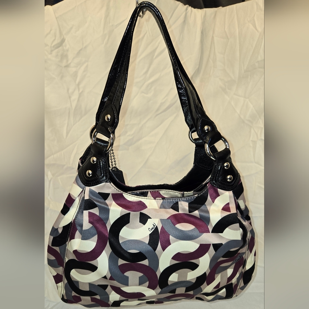 Coach Maggie Black and Purple  Shoulder Bag - Picture 2 of 14